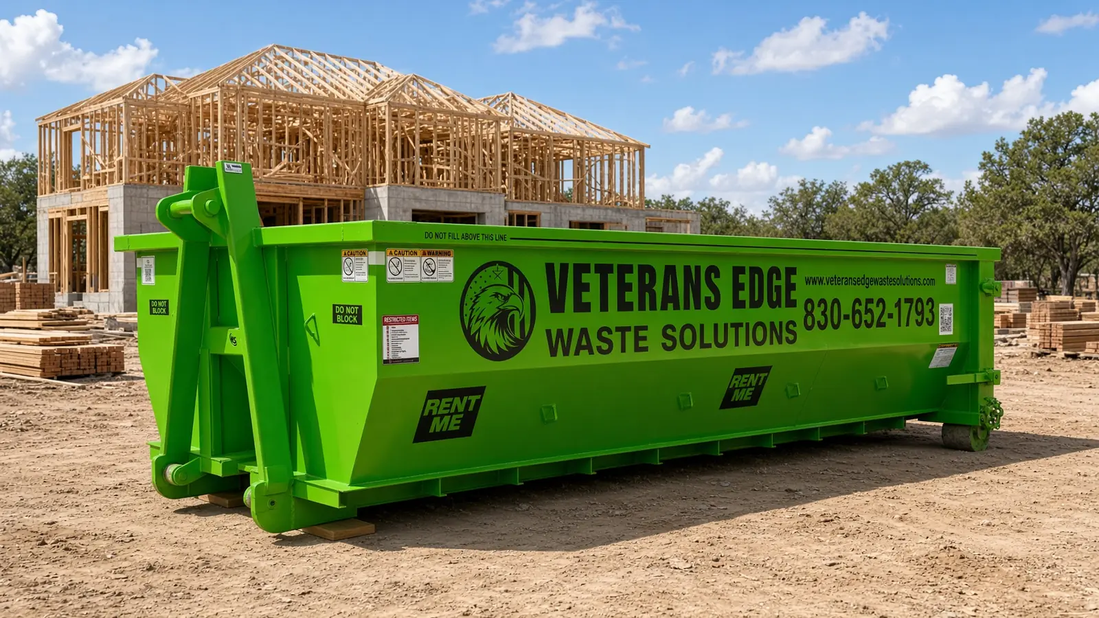 Veterans Edge Waste Solutions roll-off dumpster