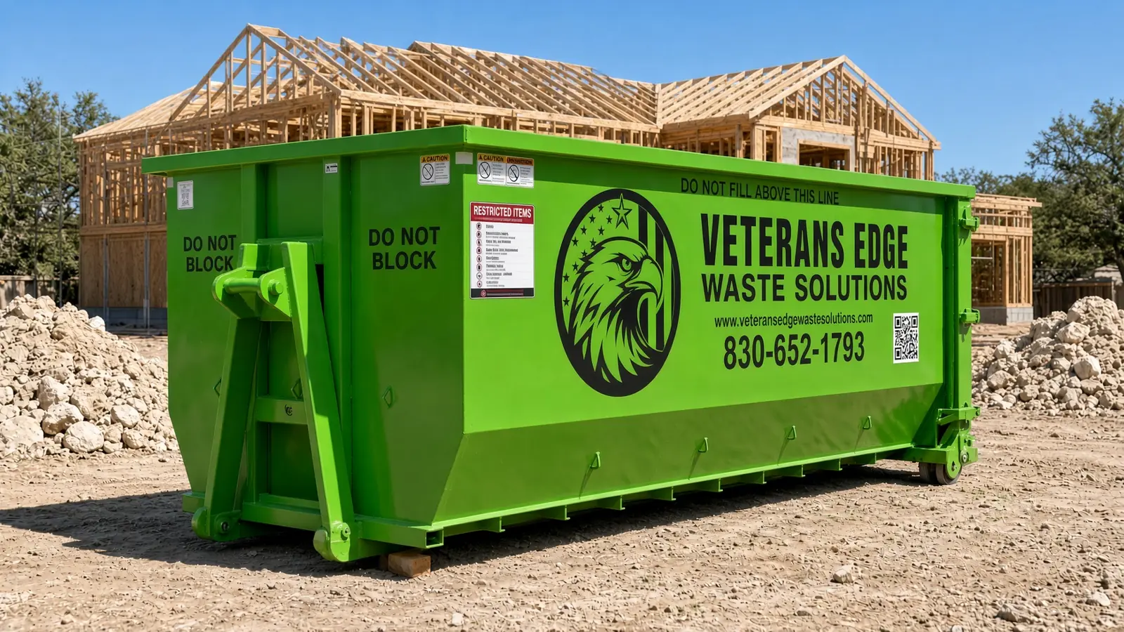 Veterans Edge Waste Solutions roll-off dumpster