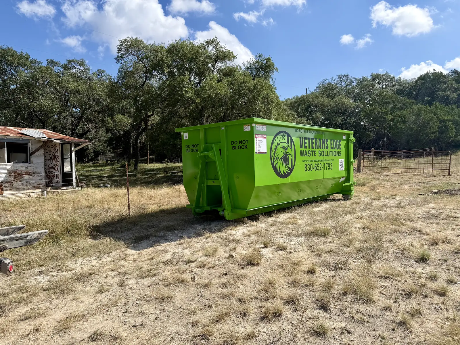 Veterans Edge Waste Solutions roll-off dumpster
